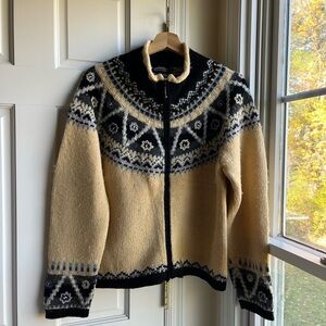 Vintage Icelandic Zip-Up Sweater